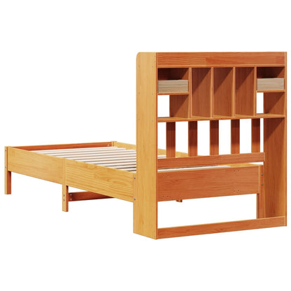 vidaXL Bookcase Bed without Mattress Wax Brown 75x190cm Solid Wood Pine