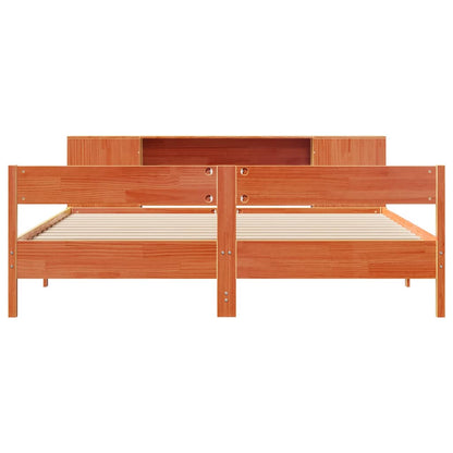 vidaXL Bookcase Bed without Mattress Wax Brown 200x200cm Solid Wood Pine