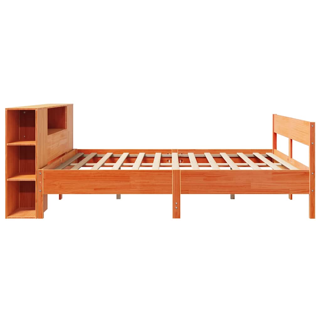 vidaXL Bookcase Bed without Mattress Wax Brown 200x200cm Solid Wood Pine