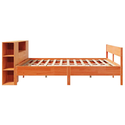 vidaXL Bookcase Bed without Mattress Wax Brown 200x200cm Solid Wood Pine