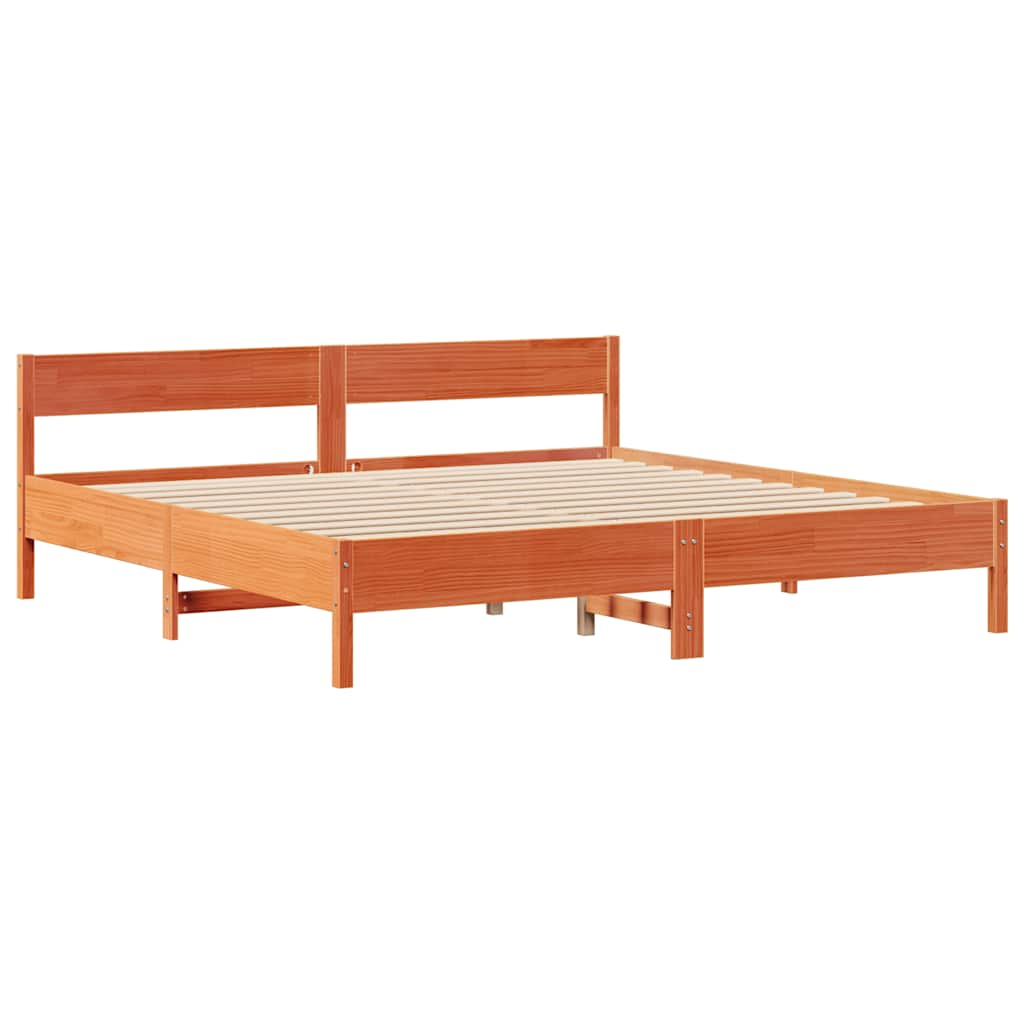 vidaXL Bookcase Bed without Mattress Wax Brown 200x200cm Solid Wood Pine
