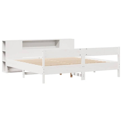 vidaXL Bookcase Bed without Mattress White 180x200 cm Super King Solid Wood Pine