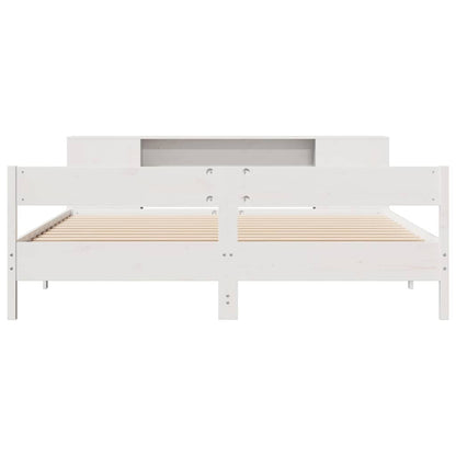 vidaXL Bookcase Bed without Mattress White 180x200 cm Super King Solid Wood Pine