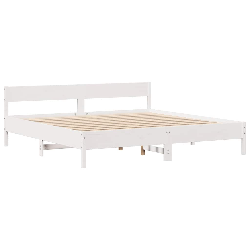 vidaXL Bookcase Bed without Mattress White 180x200 cm Super King Solid Wood Pine