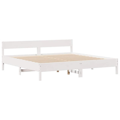 vidaXL Bookcase Bed without Mattress White 180x200 cm Super King Solid Wood Pine