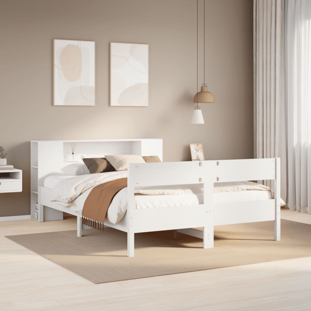 vidaXL Bookcase Bed without Mattress White 160x200cm Solid Wood Pine