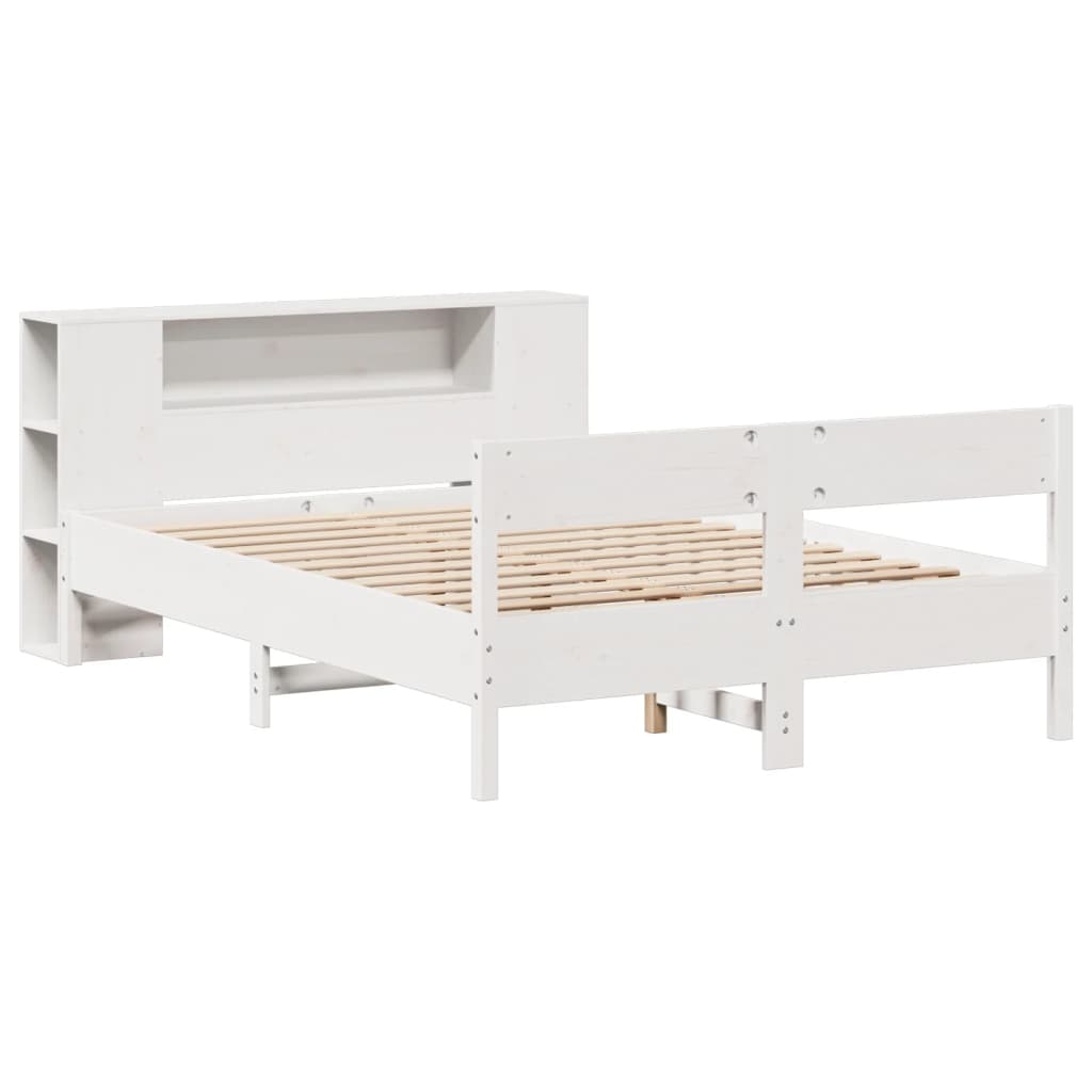 vidaXL Bookcase Bed without Mattress White 150x200 cm King Size Solid Wood Pine