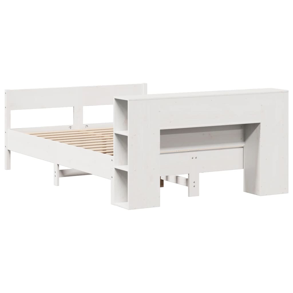 vidaXL Bookcase Bed without Mattress White 150x200 cm King Size Solid Wood Pine