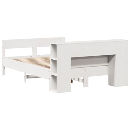vidaXL Bookcase Bed without Mattress White 150x200 cm King Size Solid Wood Pine