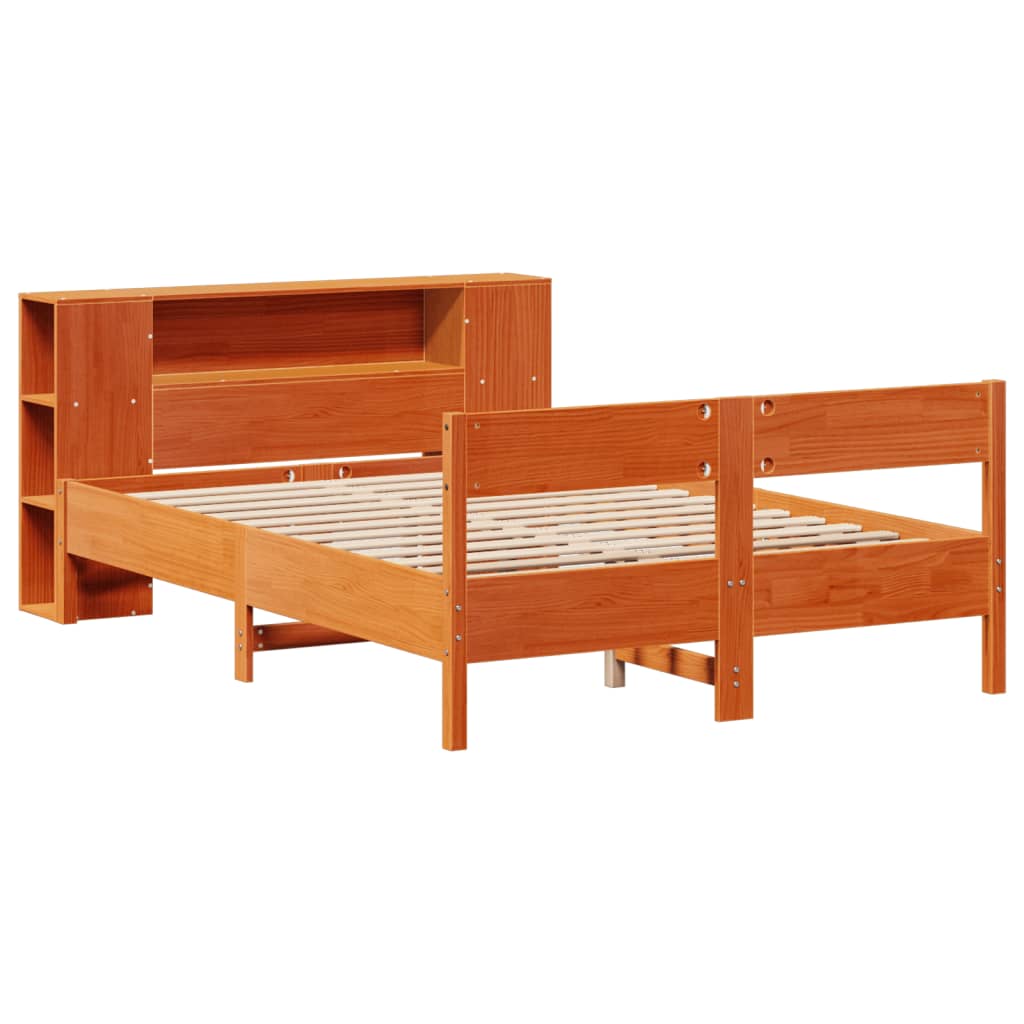 vidaXL Bookcase Bed without Mattress Wax Brown 150x200 cm King Size Solid Wood Pine