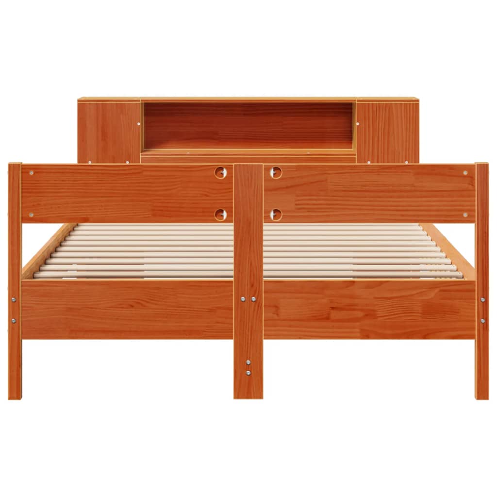 vidaXL Bookcase Bed without Mattress Wax Brown 150x200 cm King Size Solid Wood Pine