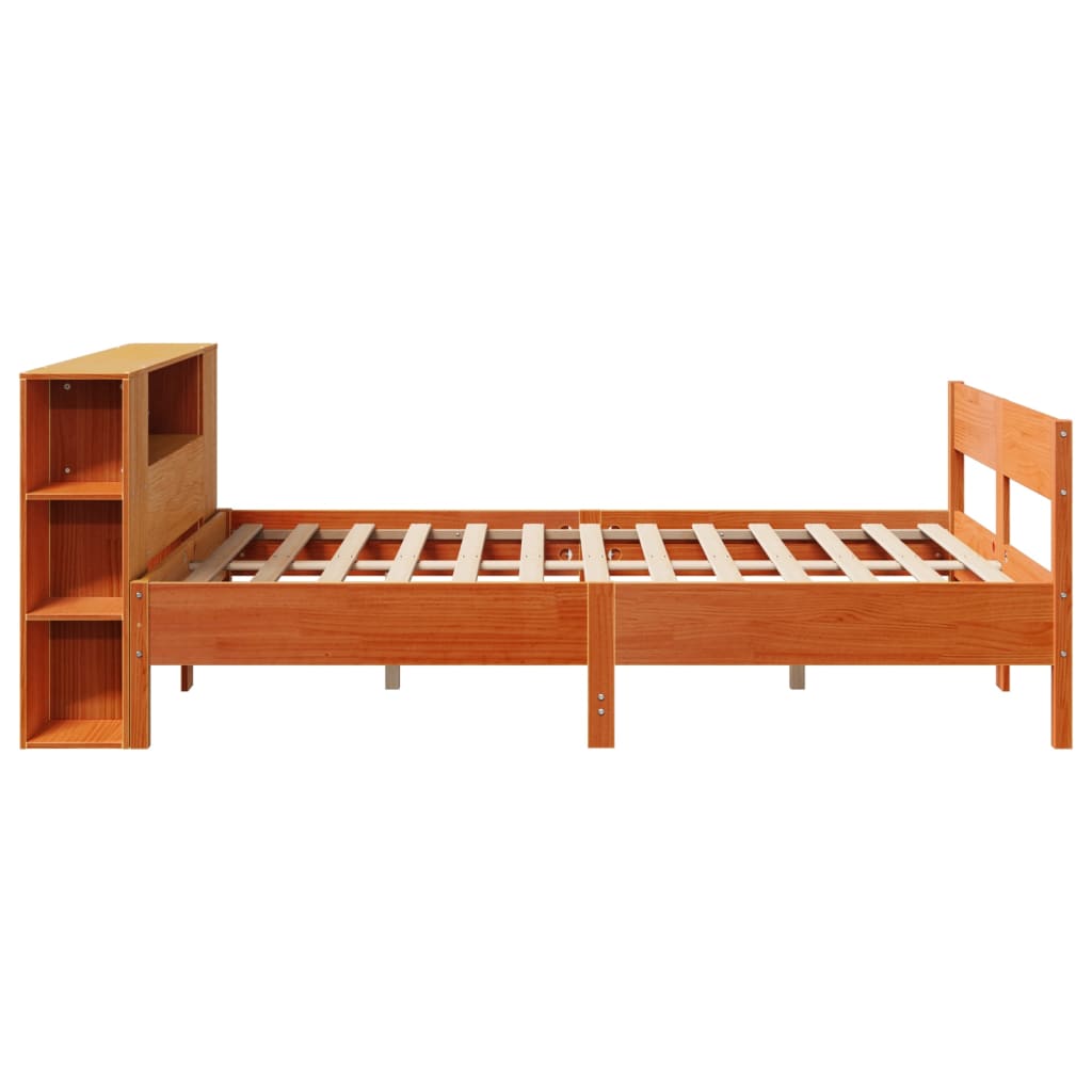 vidaXL Bookcase Bed without Mattress Wax Brown 150x200 cm King Size Solid Wood Pine