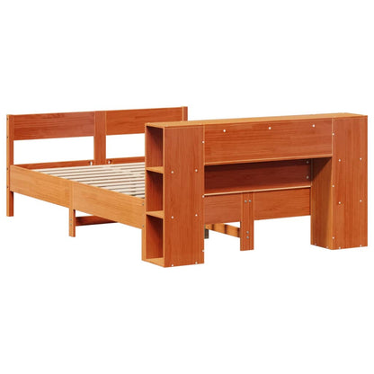 vidaXL Bookcase Bed without Mattress Wax Brown 150x200 cm King Size Solid Wood Pine