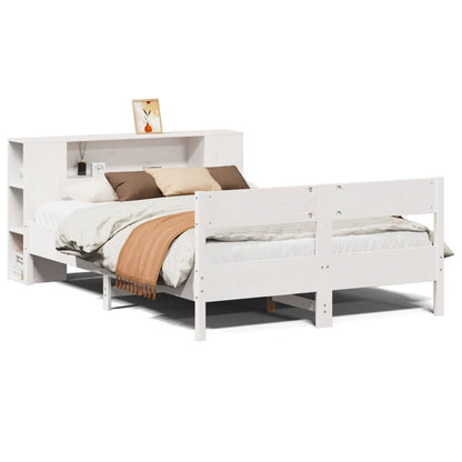 vidaXL Bookcase Bed without Mattress White 140x200cm Solid Wood Pine