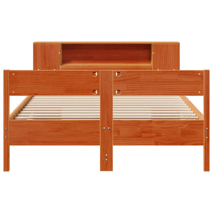 vidaXL Bookcase Bed without Mattress Wax Brown 140x200cm Solid Wood Pine