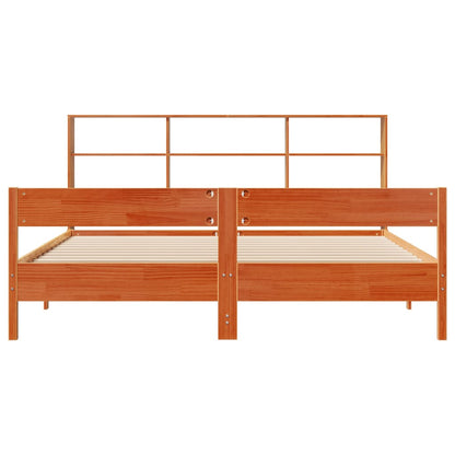 vidaXL Bookcase Bed without Mattress Wax Brown 200x200cm Solid Wood Pine