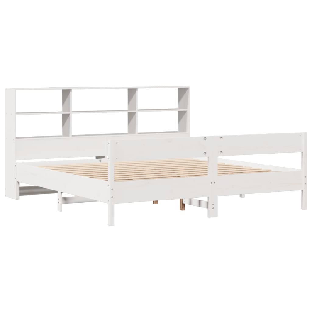 vidaXL Bookcase Bed without Mattress White 180x200 cm Super King Solid Wood Pine