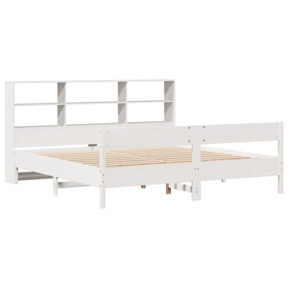 vidaXL Bookcase Bed without Mattress White 180x200 cm Super King Solid Wood Pine