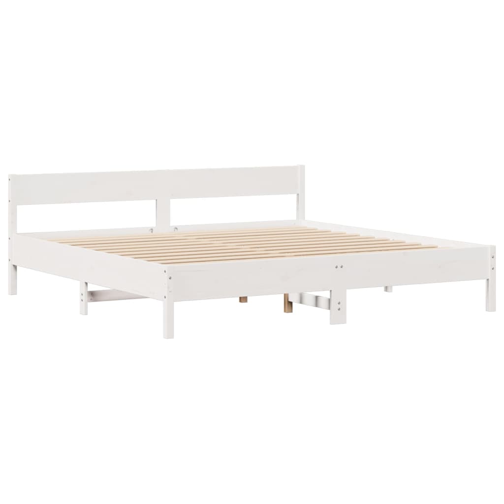 vidaXL Bookcase Bed without Mattress White 180x200 cm Super King Solid Wood Pine
