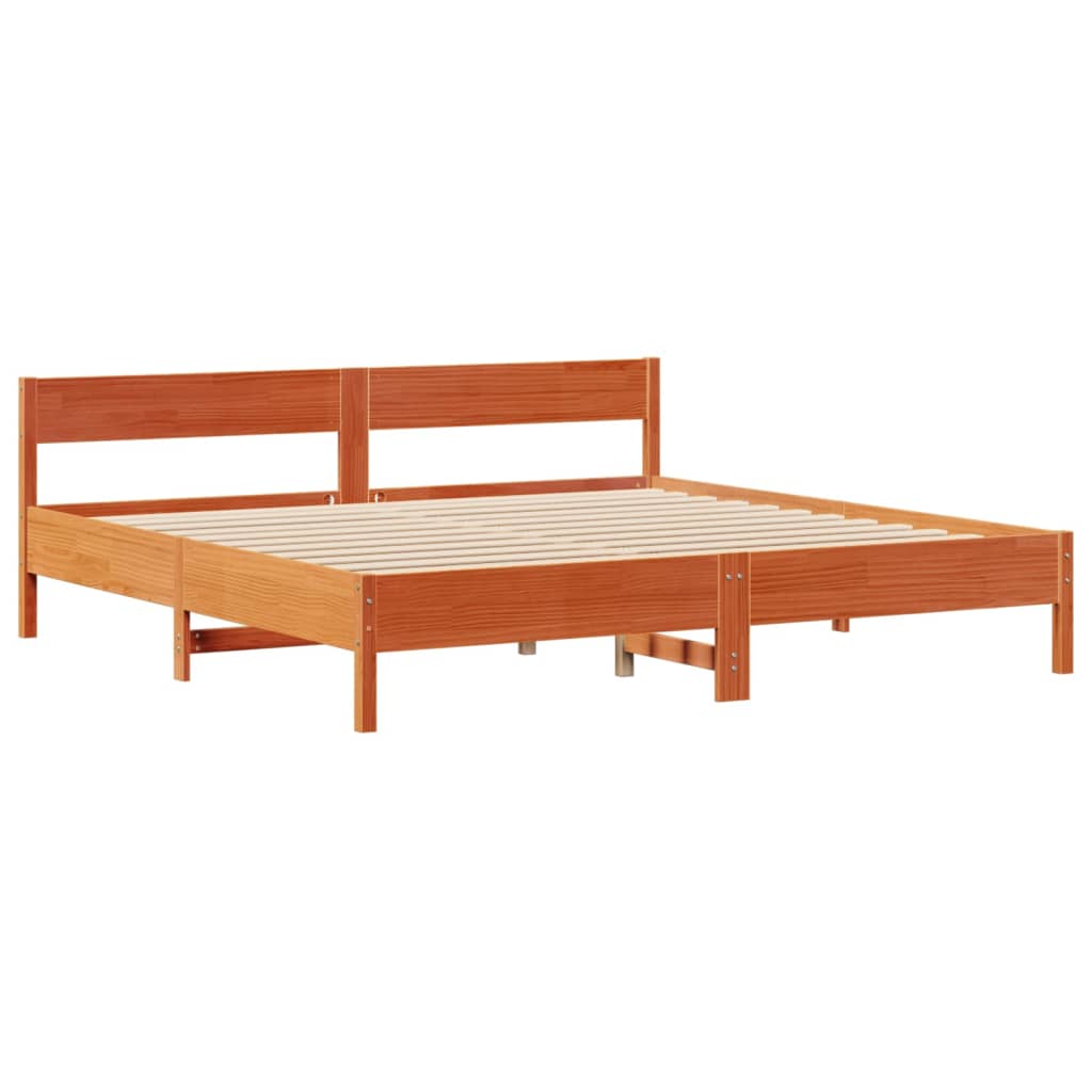 vidaXL Bookcase Bed without Mattress Wax Brown 180x200 cm Super King Solid Wood Pine