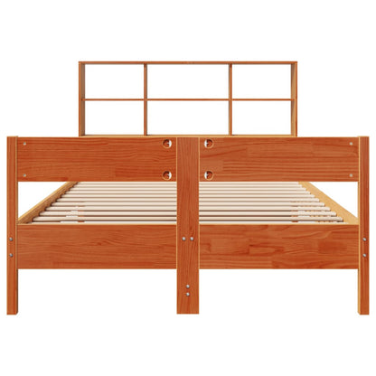 vidaXL Bookcase Bed without Mattress Wax Brown 160x200cm Solid Wood Pine