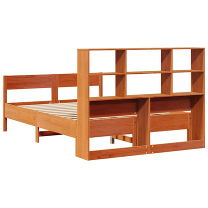 vidaXL Bookcase Bed without Mattress Wax Brown 160x200cm Solid Wood Pine