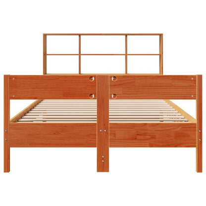 vidaXL Bookcase Bed without Mattress Wax Brown 135x190cm Double Solid Wood Pine