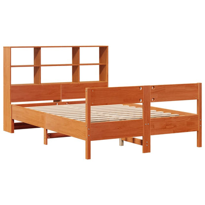 vidaXL Bookcase Bed without Mattress Wax Brown 120x190 cm Small Double Solid Wood Pine
