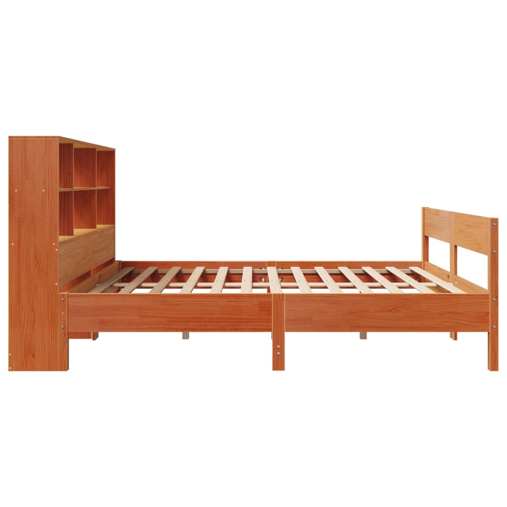 vidaXL Bookcase Bed without Mattress Wax Brown 120x190 cm Small Double Solid Wood Pine