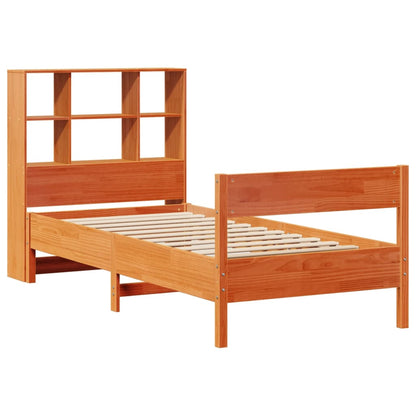 vidaXL Bookcase Bed without Mattress Wax Brown 75x190 cm Small Single Solid Wood Pine