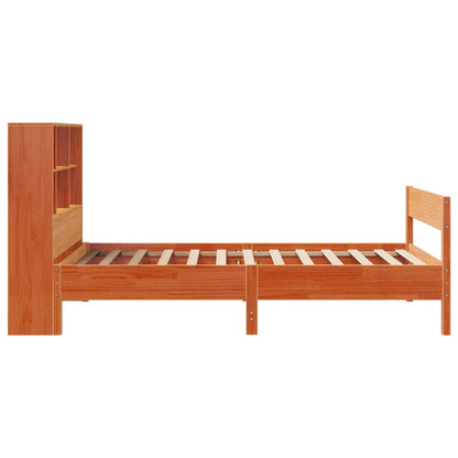 vidaXL Bookcase Bed without Mattress Wax Brown 75x190 cm Small Single Solid Wood Pine