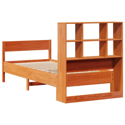 vidaXL Bookcase Bed without Mattress Wax Brown 75x190 cm Small Single Solid Wood Pine