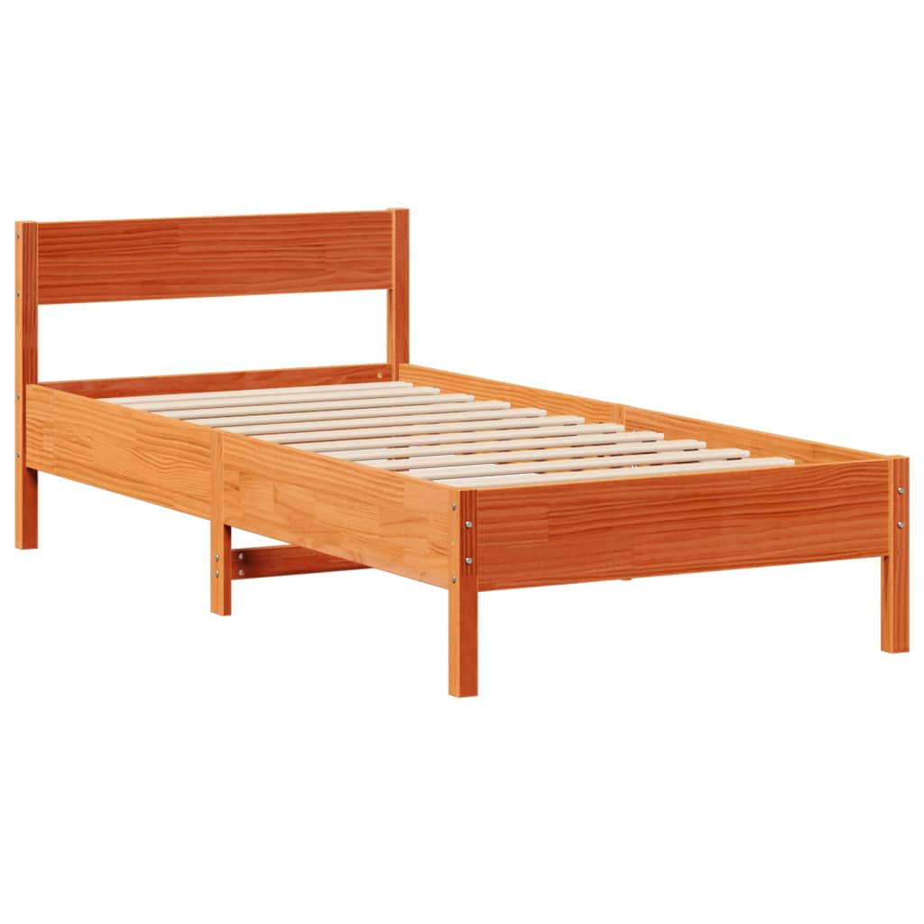 vidaXL Bookcase Bed without Mattress Wax Brown 75x190 cm Small Single Solid Wood Pine