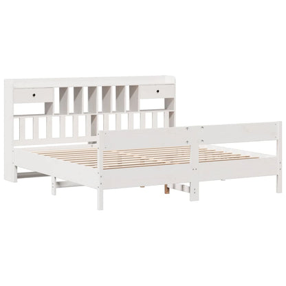 vidaXL Bookcase Bed without Mattress White 180x200cm Super King Solid Wood Pine