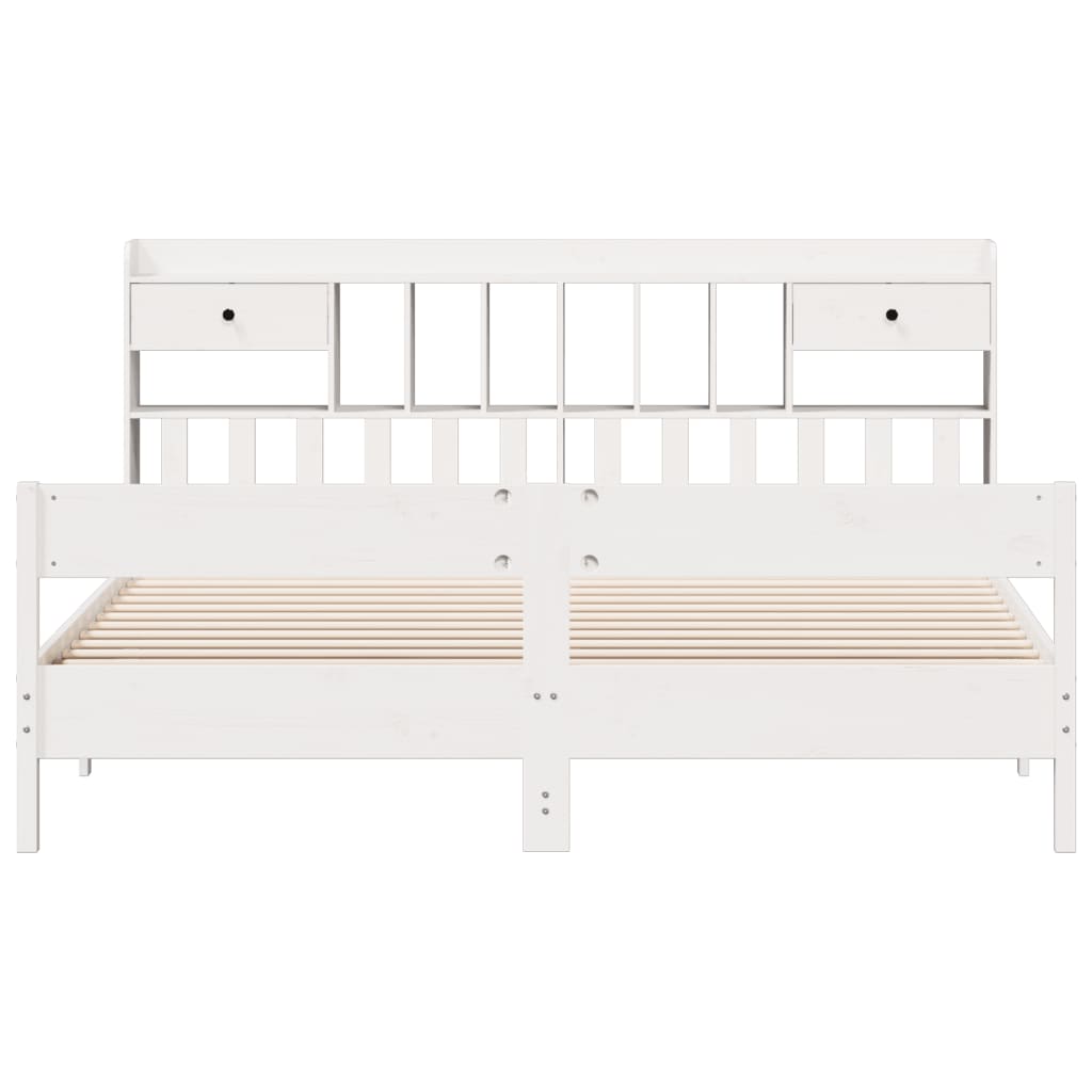 vidaXL Bookcase Bed without Mattress White 180x200cm Super King Solid Wood Pine