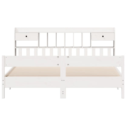 vidaXL Bookcase Bed without Mattress White 180x200cm Super King Solid Wood Pine