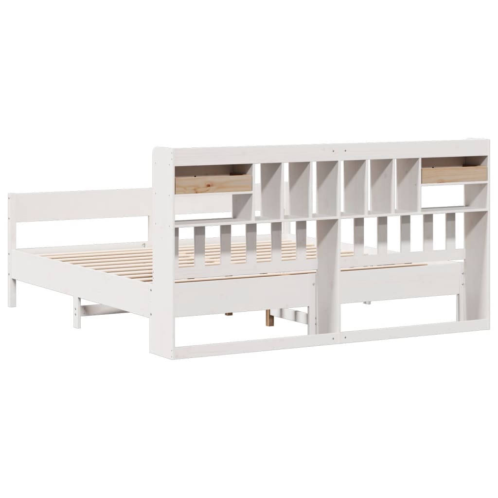 vidaXL Bookcase Bed without Mattress White 180x200cm Super King Solid Wood Pine