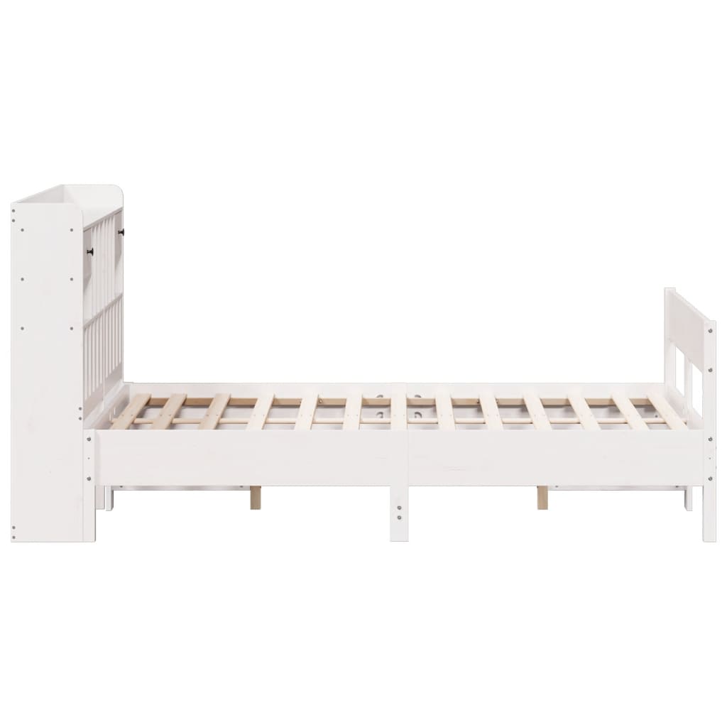 vidaXL Bookcase Bed without Mattress White 150x200cm King Size Solid Wood Pine
