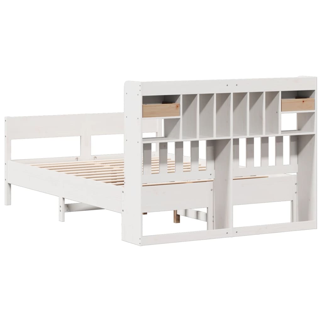 vidaXL Bookcase Bed without Mattress White 150x200cm King Size Solid Wood Pine