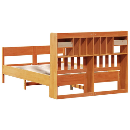 vidaXL Bookcase Bed without Mattress Wax Brown 150x200cm King Size Solid Wood Pine