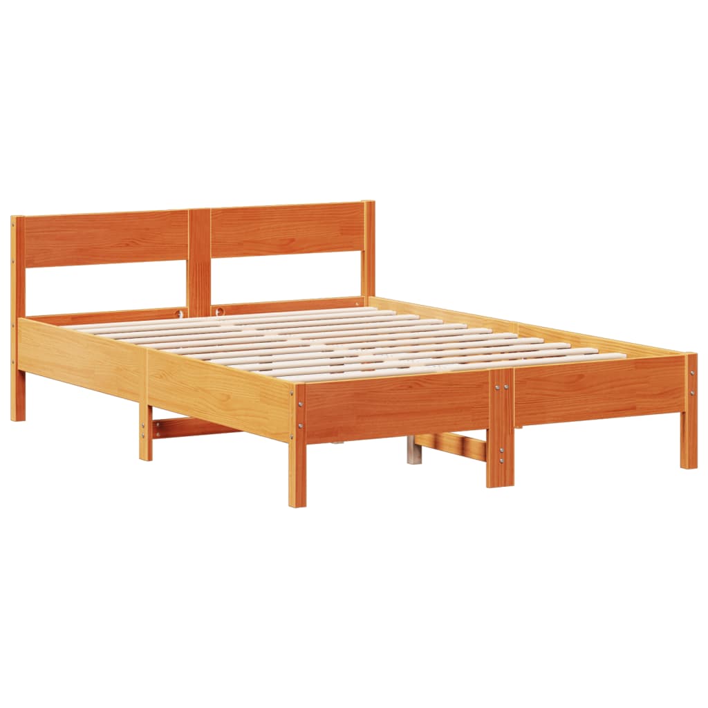 vidaXL Bookcase Bed without Mattress Wax Brown 150x200cm King Size Solid Wood Pine