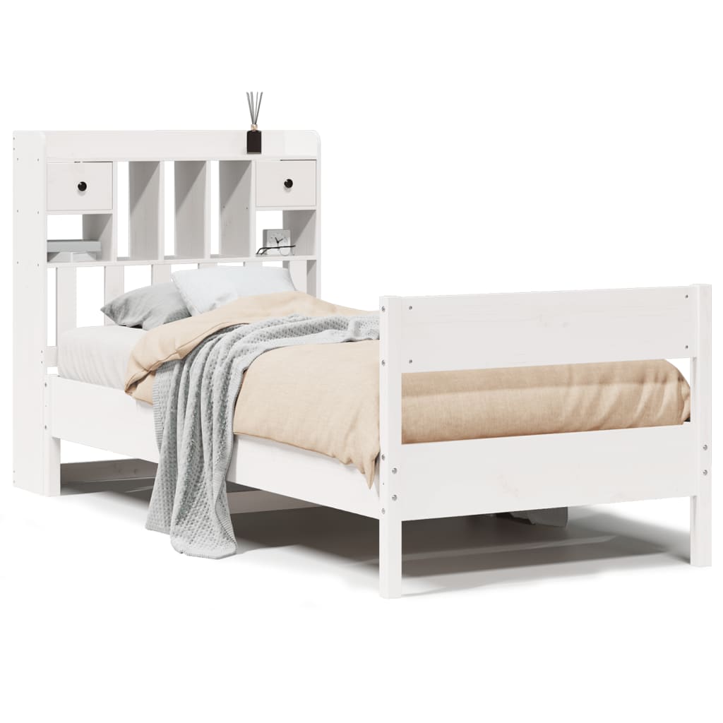 vidaXL Bookcase Bed without Mattress White 90x200 cm Solid Wood Pine