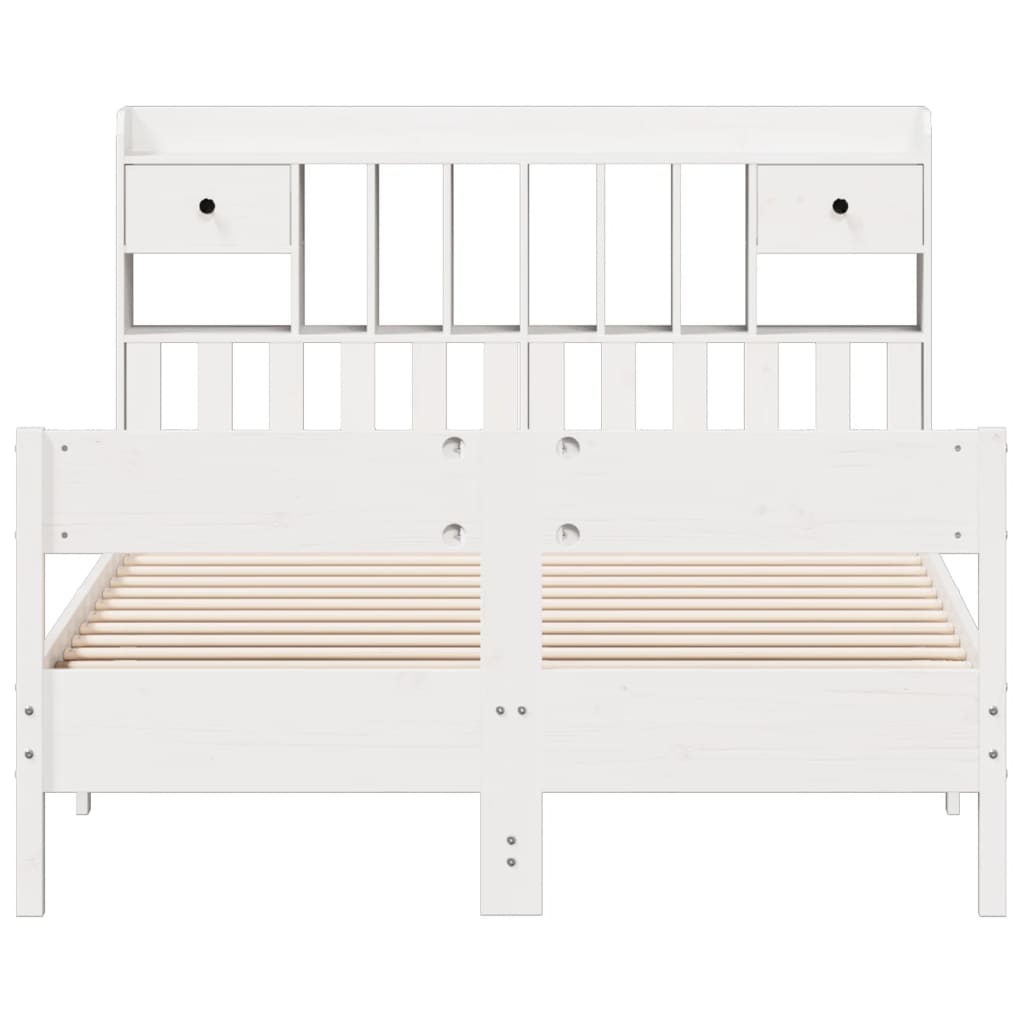 vidaXL Bookcase Bed without Mattress White 140x190cm Solid Wood Pine