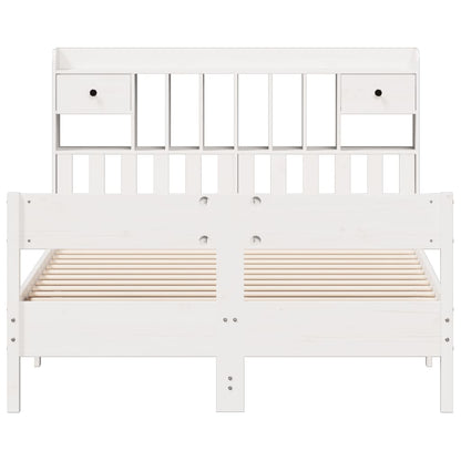 vidaXL Bookcase Bed without Mattress White 135x190cm Double Solid Wood Pine