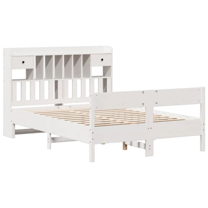 vidaXL Bookcase Bed without Mattress White 135x190cm Double Solid Wood Pine
