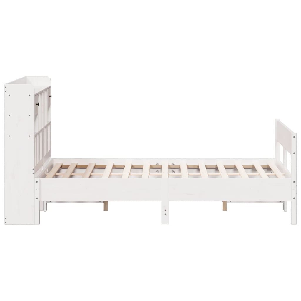 vidaXL Bookcase Bed without Mattress White 135x190cm Double Solid Wood Pine