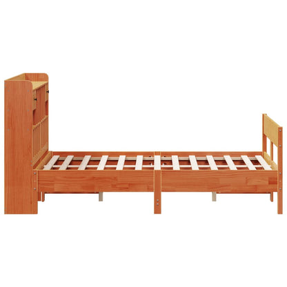 vidaXL Bookcase Bed without Mattress Wax Brown 135x190cm Double Solid Wood Pine
