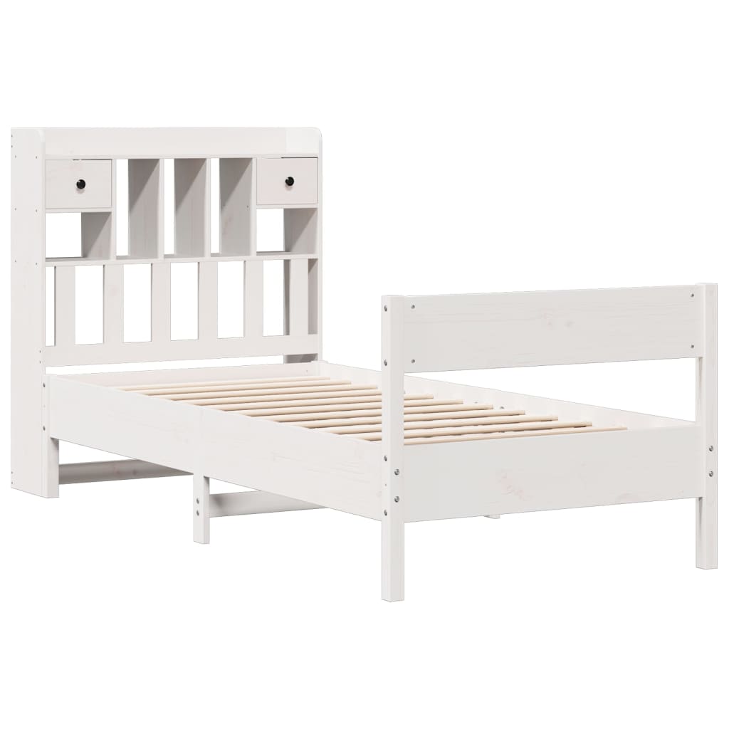 vidaXL Bookcase Bed without Mattress White 75x190 cm Small Single Solid Wood Pine