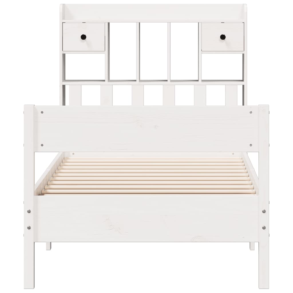 vidaXL Bookcase Bed without Mattress White 75x190 cm Small Single Solid Wood Pine