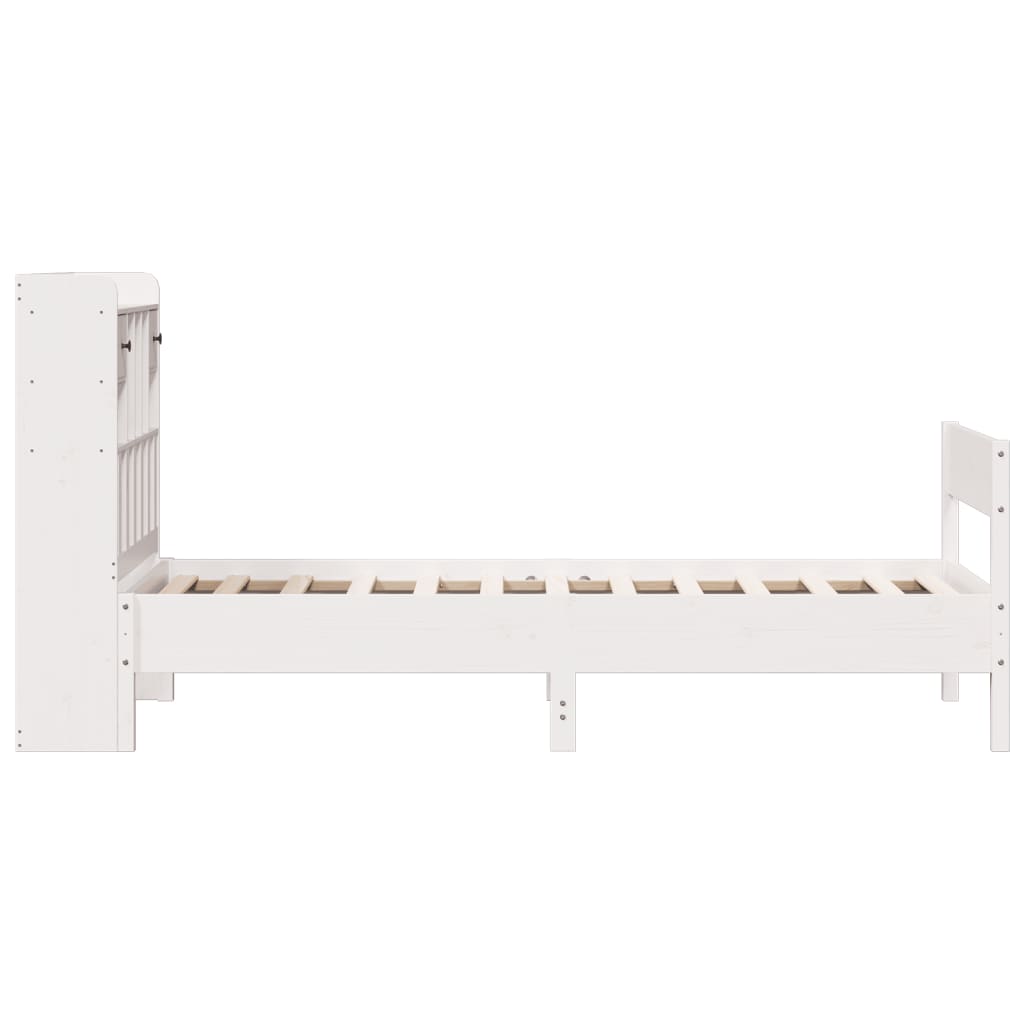 vidaXL Bookcase Bed without Mattress White 75x190 cm Small Single Solid Wood Pine